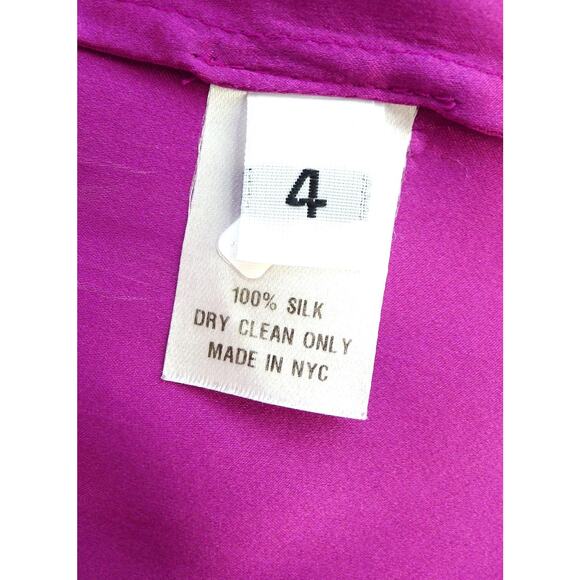 ULLA JOHNSON Silk Pleat Bubble Sleeve Top Tee Blouse Fuschia Shopbop 4 S $320 - Picture 7 of 7